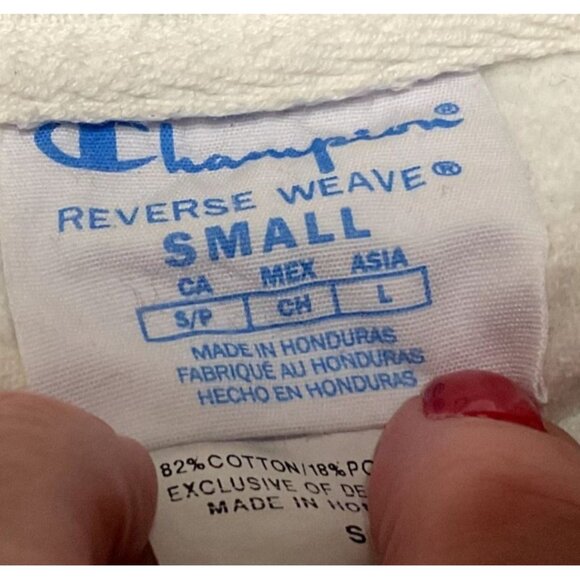 CHAMPION REVERSE WEAVE WHITE HOODIE SWEATSHIRT SZ S FLEECE VERY CLEAN WOMENS - Picture 4 of 5